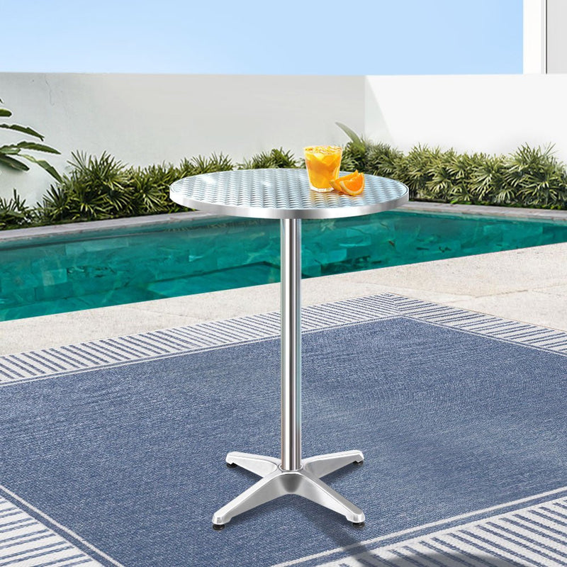 Outdoor Bar Table Adjustable Aluminium Round 70/110cm - Furniture > Outdoor - Bedzy Australia