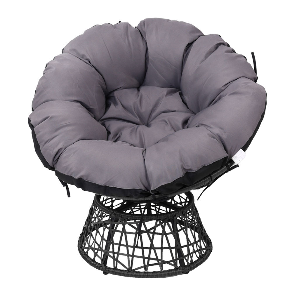 Outdoor Chairs Outdoor Furniture Papasan Chair Wicker Patio Garden Black - Furniture > Bar Stools & Chairs - Bedzy Australia