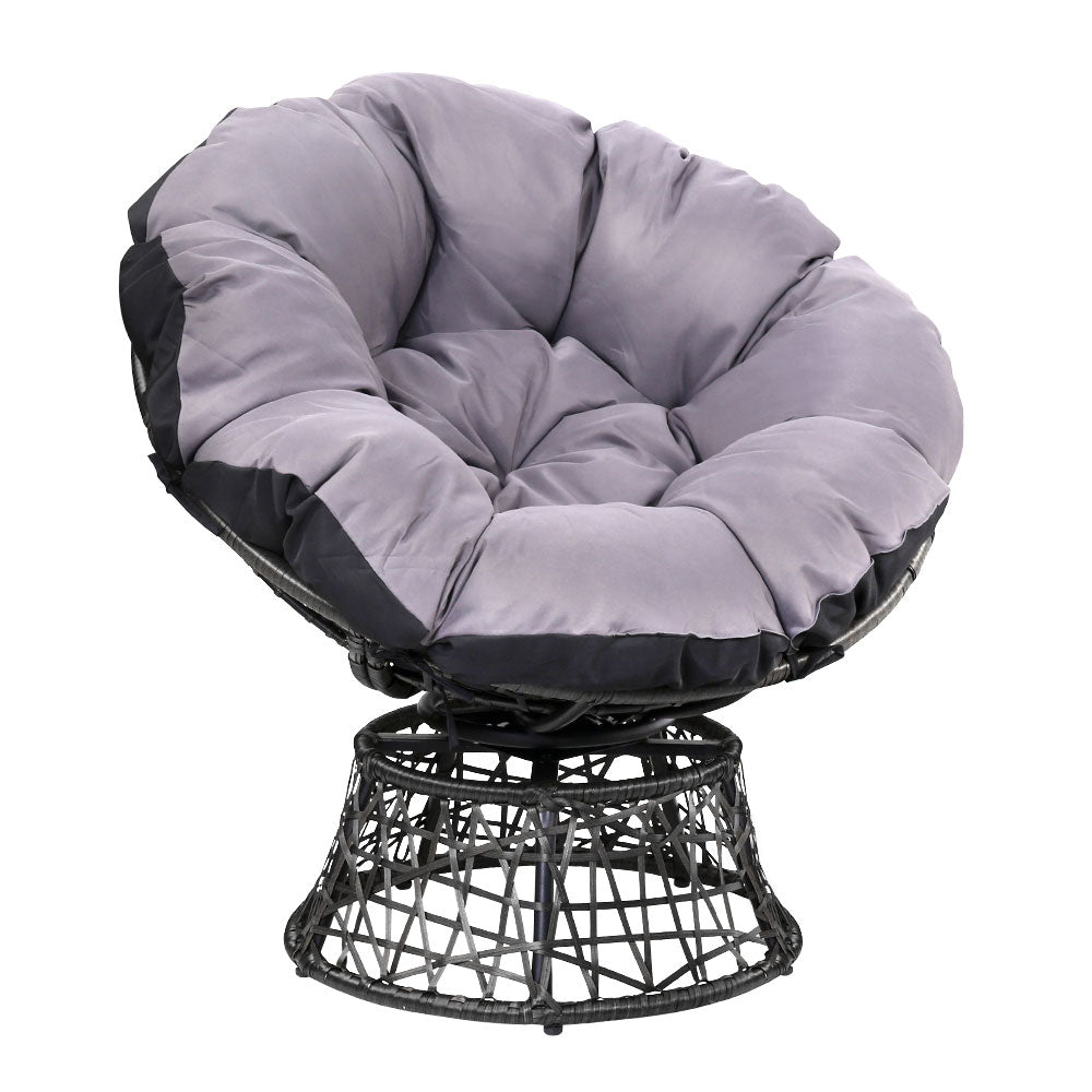 Outdoor Chairs Outdoor Furniture Papasan Chair Wicker Patio Garden Black - Furniture > Bar Stools & Chairs - Bedzy Australia