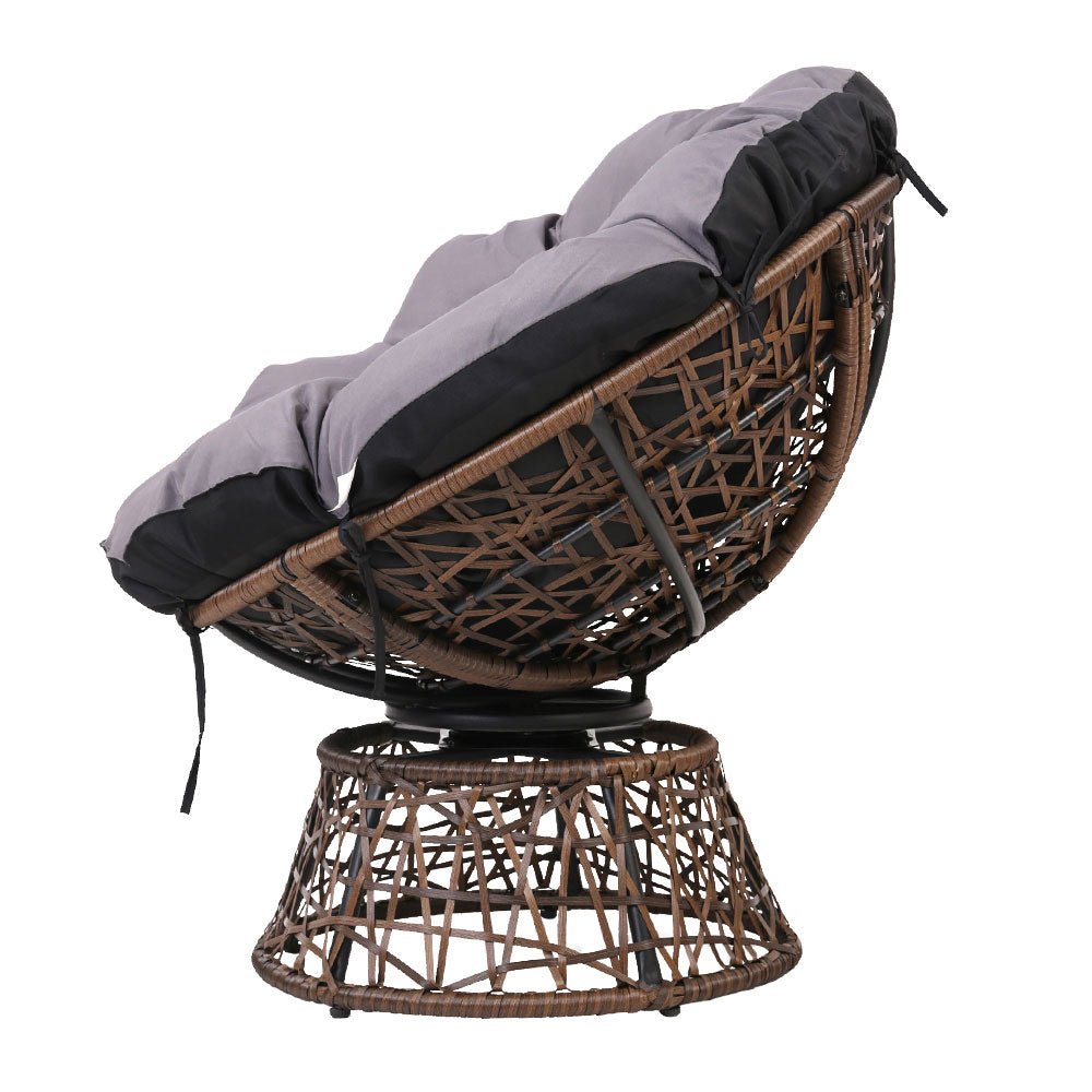 Outdoor Chairs Outdoor Furniture Papasan Chair Wicker Patio Garden Brown - Furniture > Bar Stools & Chairs - Bedzy Australia