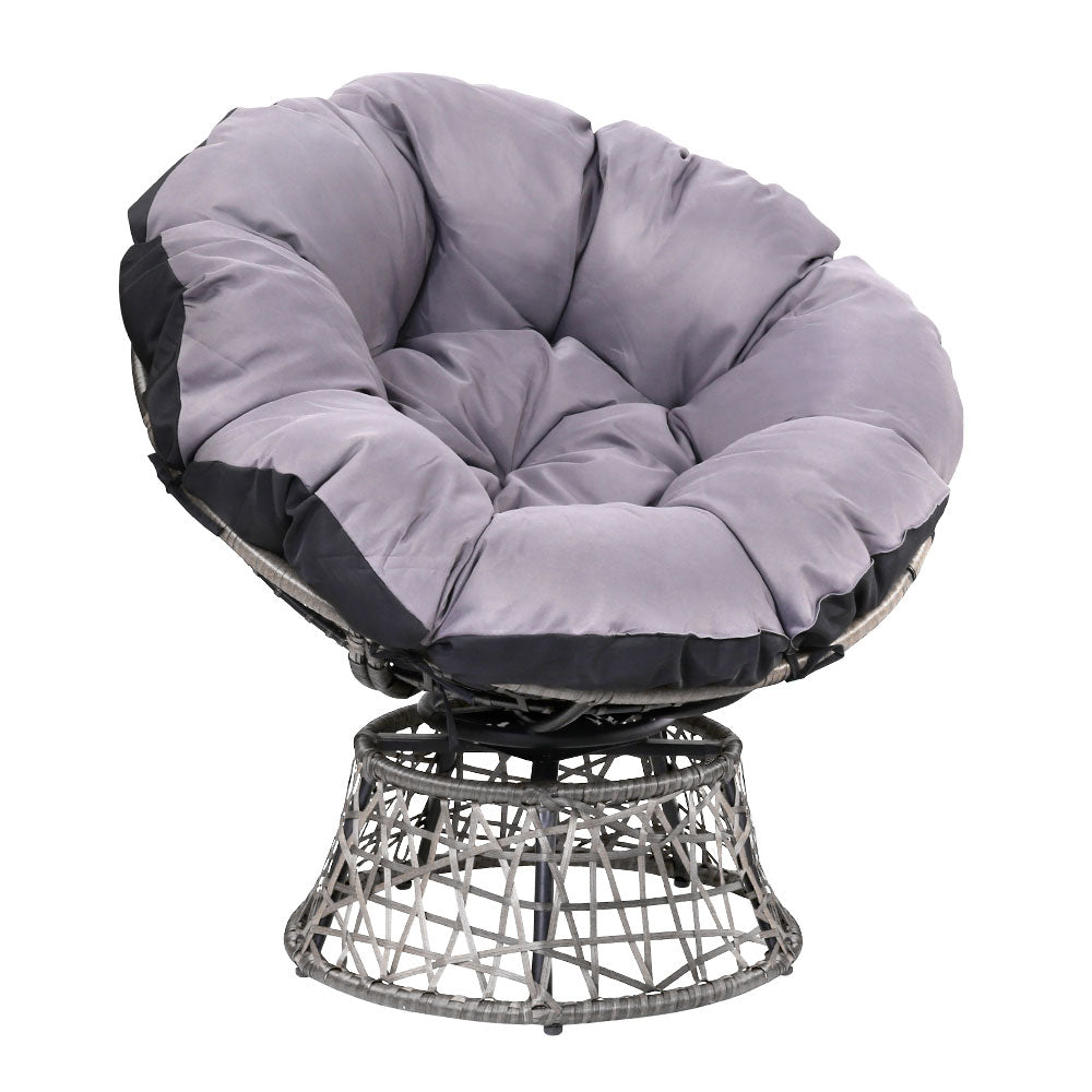 Outdoor Chairs Outdoor Furniture Papasan Chair Wicker Patio Garden Grey - Furniture > Bar Stools & Chairs - Bedzy Australia