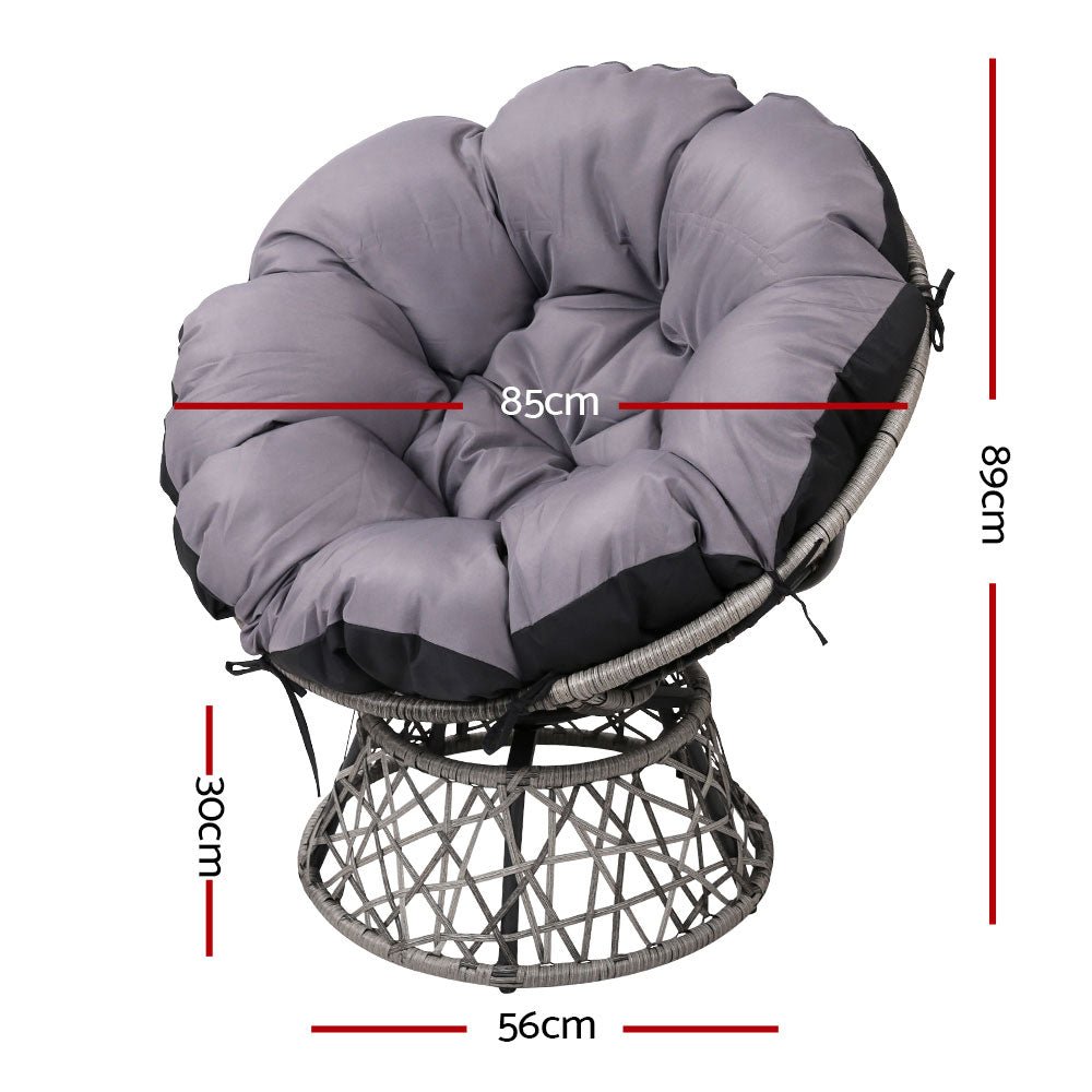 Outdoor Chairs Outdoor Furniture Papasan Chair Wicker Patio Garden Grey - Furniture > Bar Stools & Chairs - Bedzy Australia