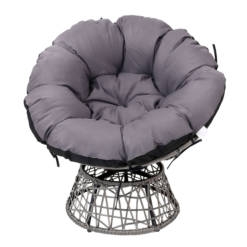 Outdoor Chairs Outdoor Furniture Papasan Chair Wicker Patio Garden Grey - Furniture > Bar Stools & Chairs - Bedzy Australia