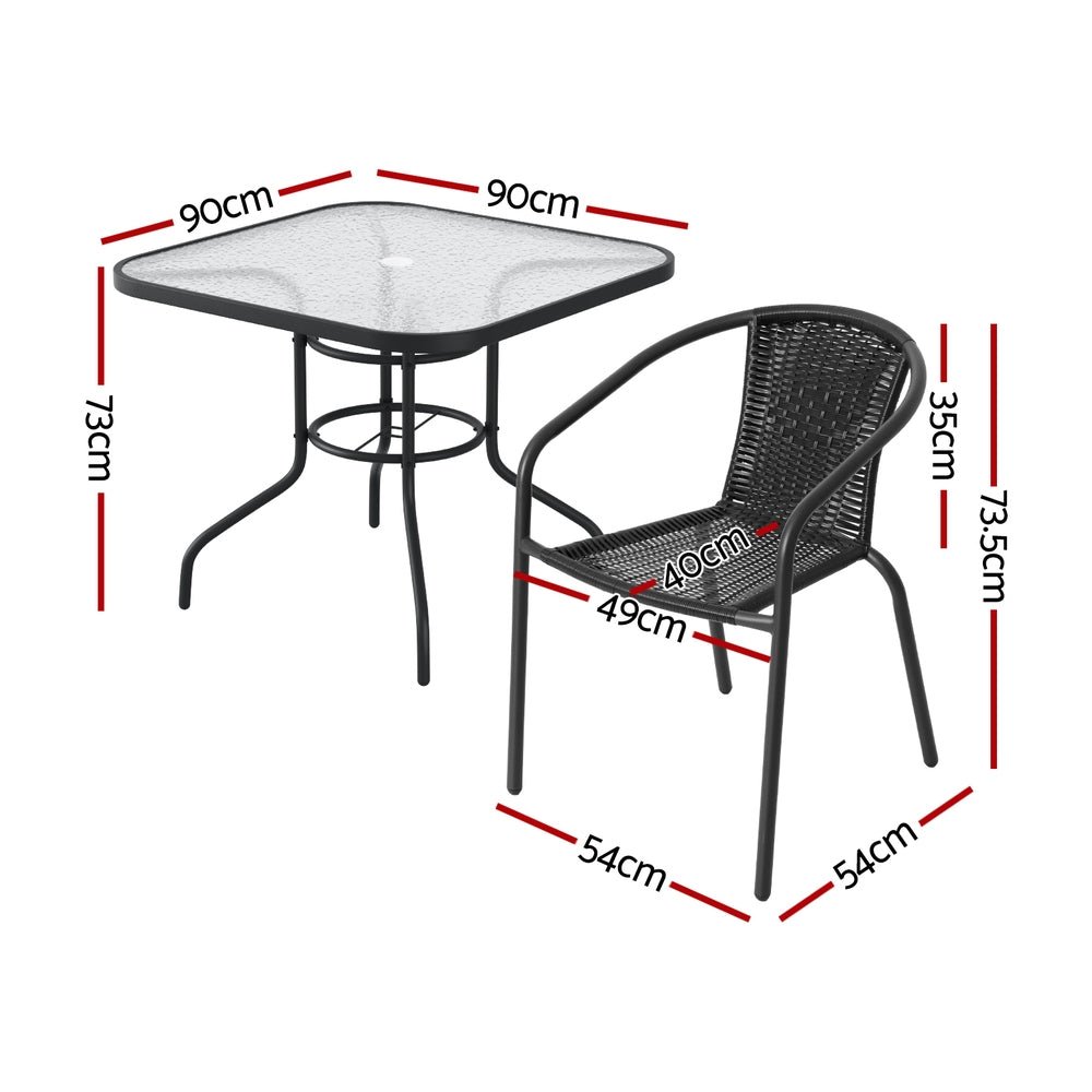 Outdoor Dining Set 5 Piece Steel Stackable Chairs Table Patio Furniture - Furniture > Outdoor > Outdoor Dining Sets - Bedzy Australia