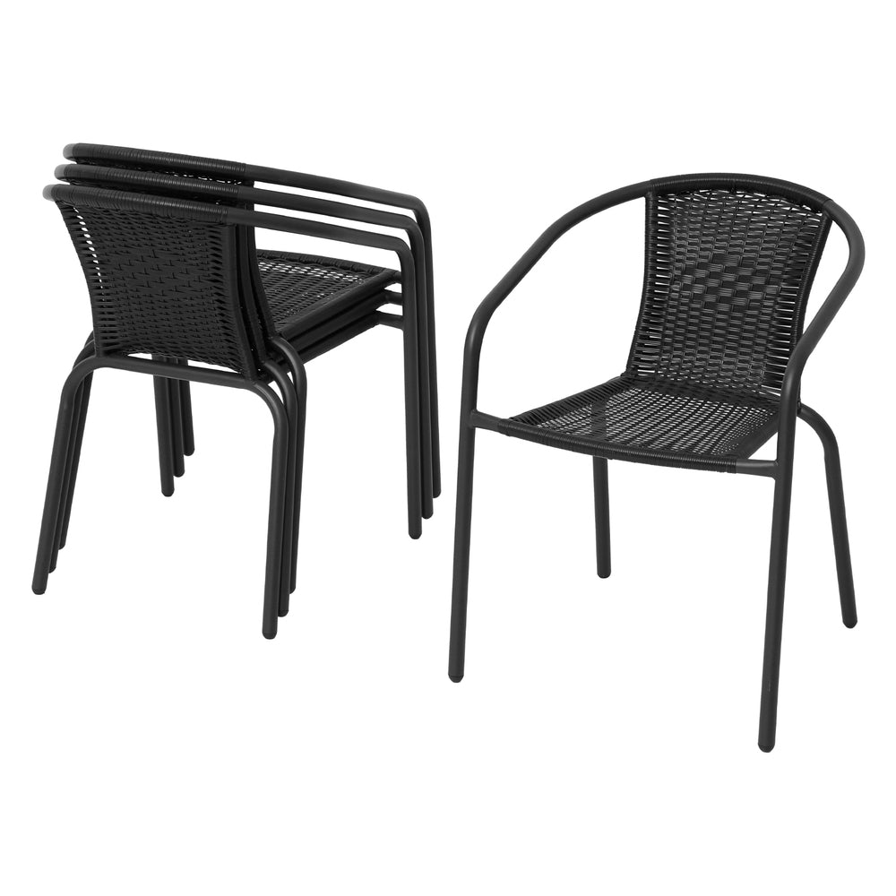 Outdoor Dining Set 5 Piece Steel Stackable Chairs Table Patio Furniture - Furniture > Outdoor > Outdoor Dining Sets - Bedzy Australia