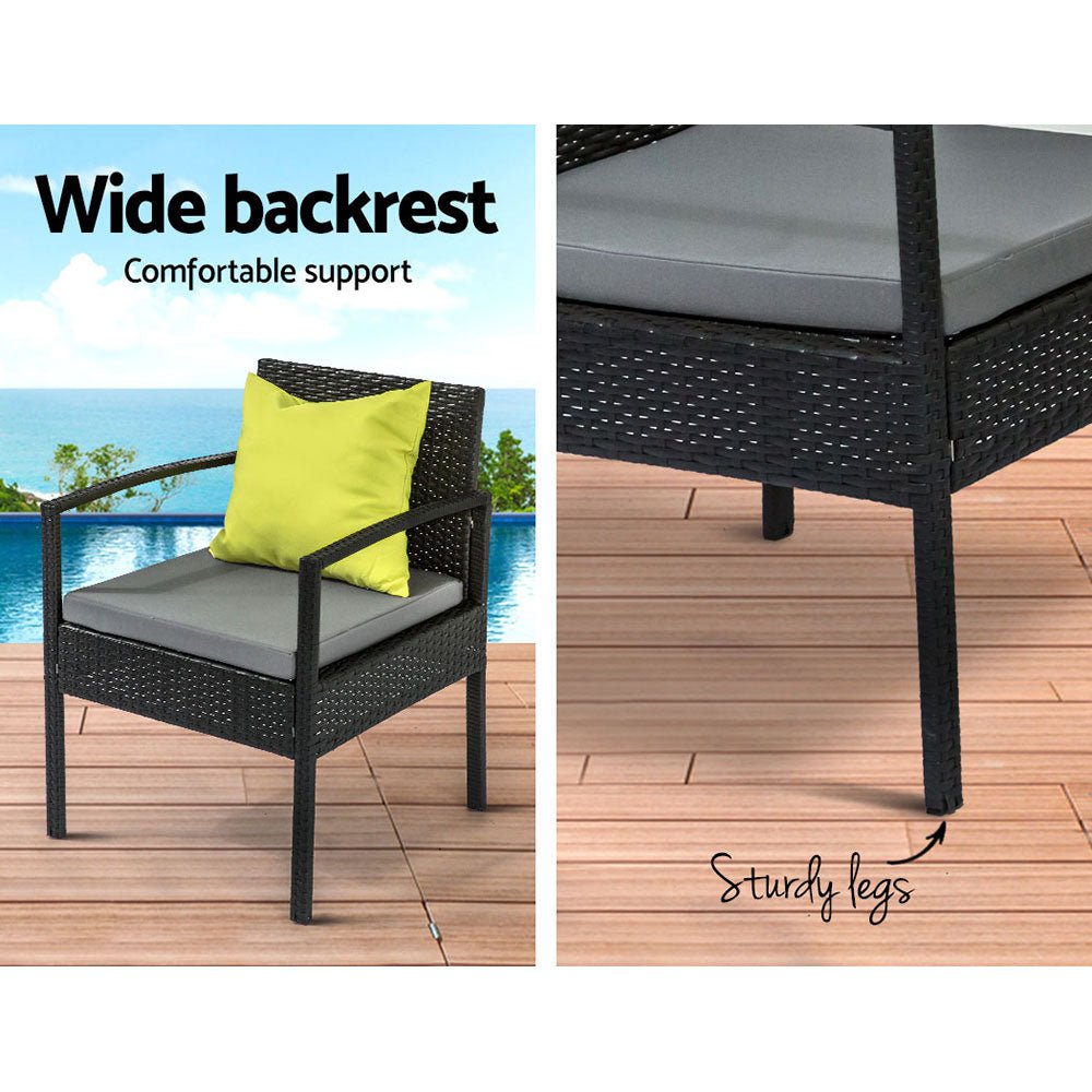 Outdoor Sofa Set Wicker Lounge Setting Table and Chairs Storage Cover - Furniture > Outdoor - Bedzy Australia