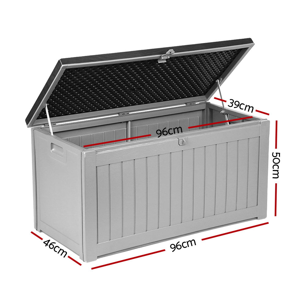 Outdoor Storage Box 190L Container Lockable Garden Bench Tool Shed Black - Home & Garden > Storage - Bedzy Australia