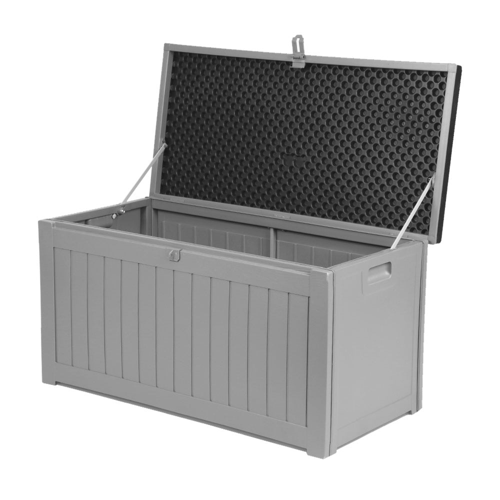 Outdoor Storage Box 190L Container Lockable Garden Bench Tool Shed Black - Home & Garden > Storage - Bedzy Australia