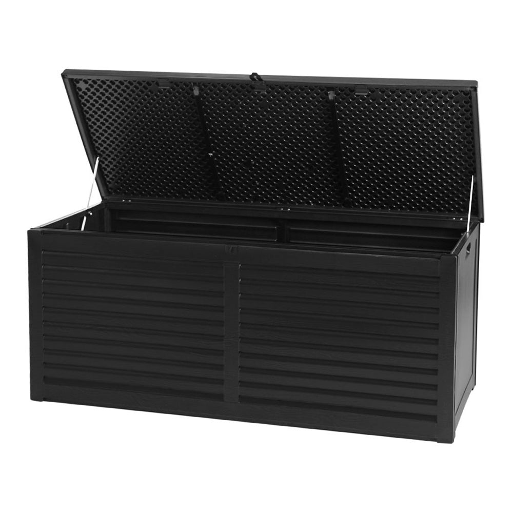 Outdoor Storage Box 490L Container Lockable Garden Bench Shed Tools Toy All Black - Home & Garden > Storage - Bedzy Australia