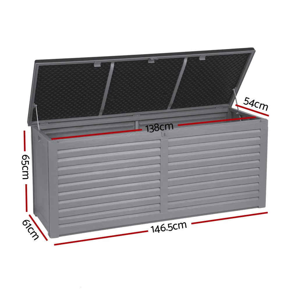 Outdoor Storage Box 490L Container Lockable Garden Bench Tools Toy Shed Black - Home & Garden > Storage - Bedzy Australia