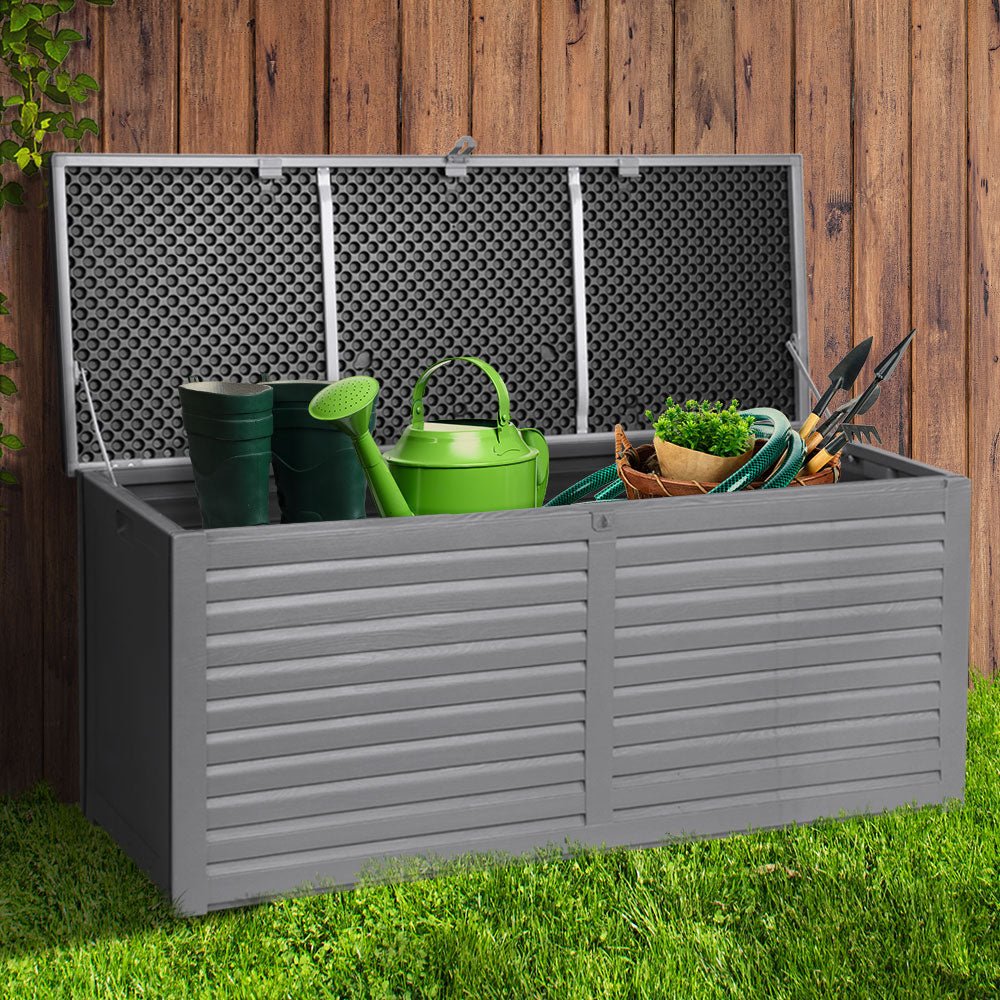 Outdoor Storage Box 490L Container Lockable Garden Bench Tools Toy Shed Black - Home & Garden > Storage - Bedzy Australia