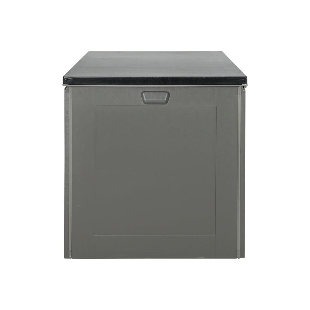 Outdoor Storage Box 680L Container Lockable Garden Bench Tool Shed Black - Home & Garden > Storage - Bedzy Australia