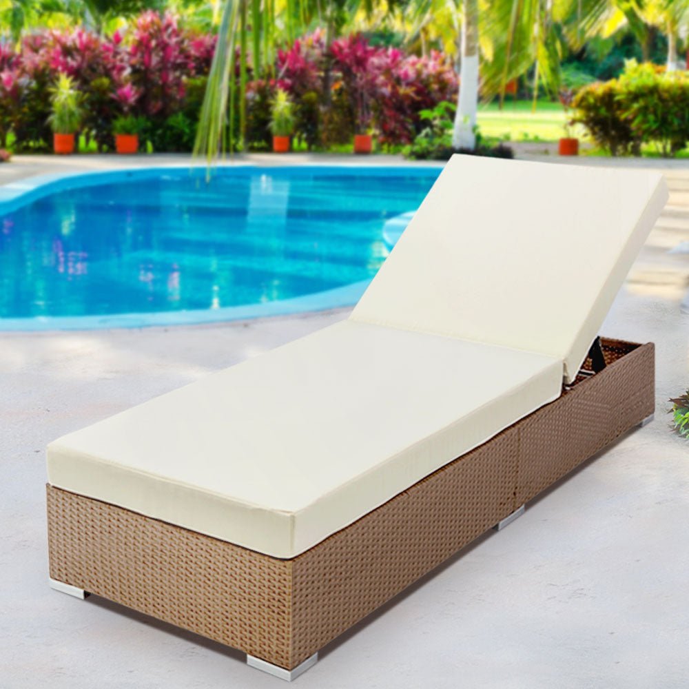 Outdoor Wicker Sun Lounge - Natural Brown - Furniture > Outdoor - Bedzy Australia