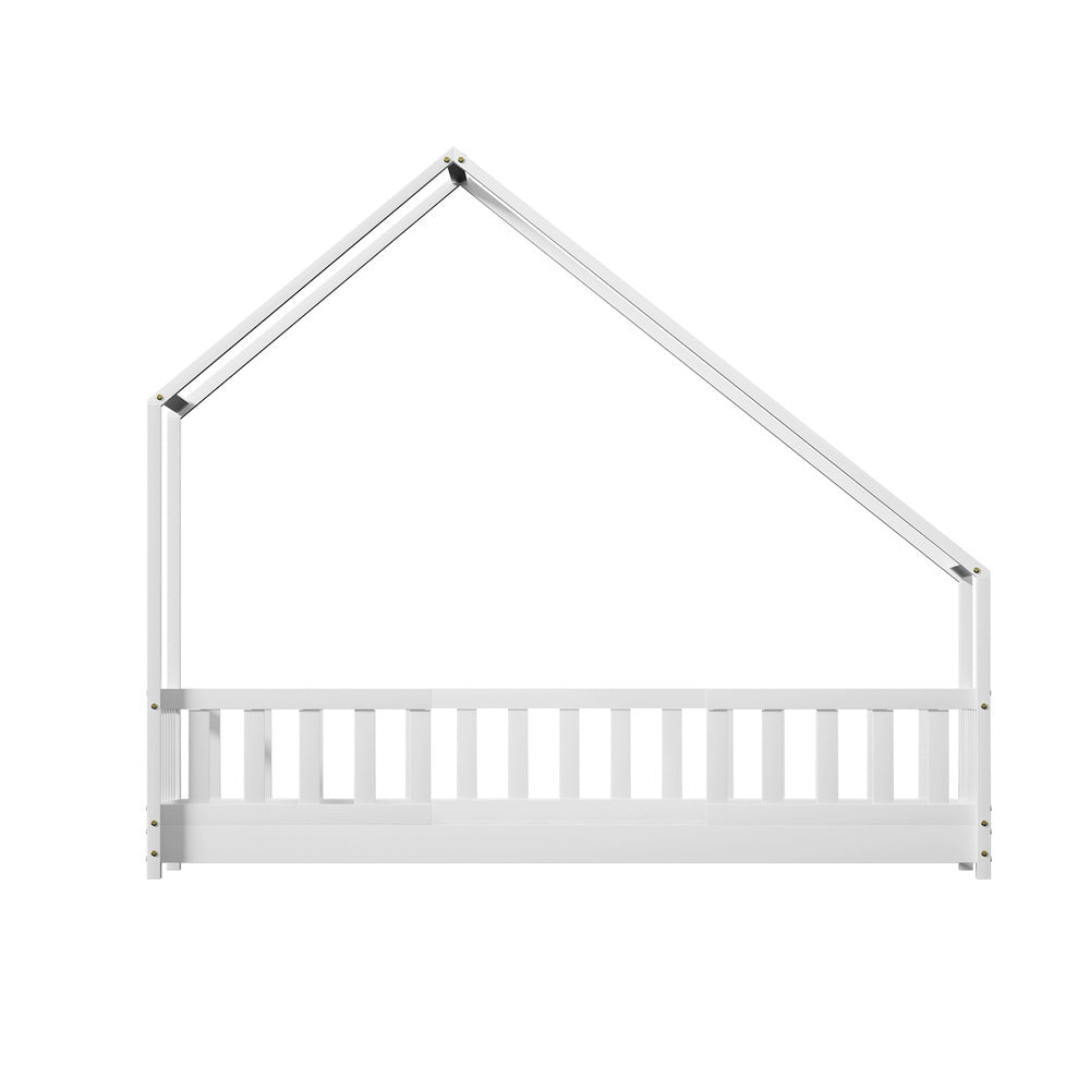 Pavo House Shaped Single Wooden Bed Frame White - Furniture > Bedroom - Bedzy Australia