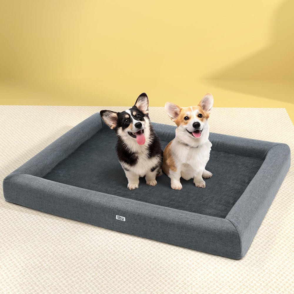 Pet Bed Dog Cat Extra Large Calming Soft Sofa Cushion Egg Crate Washable Grey - Pet Care > Dog Supplies > Dog Beds - Bedzy Australia