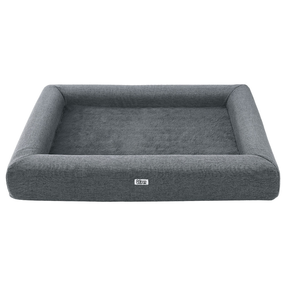 Pet Bed Dog Cat Large Calming Soft Sofa Cushion Egg Crate Washable Grey - Pet Care > Dog Supplies > Dog Beds - Bedzy Australia