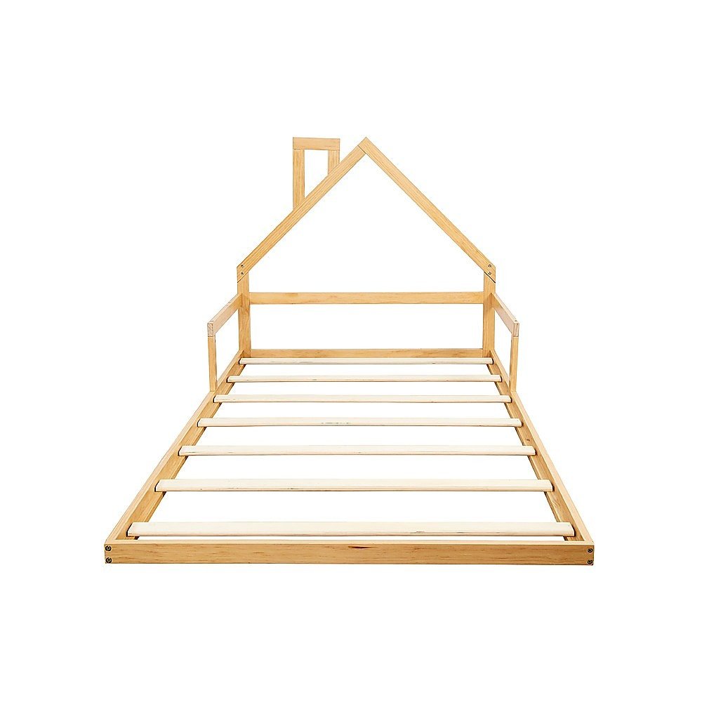 Pine Wood Floor Bed House Frame for Kids and Toddlers - Furniture > Bedroom - Bedzy Australia