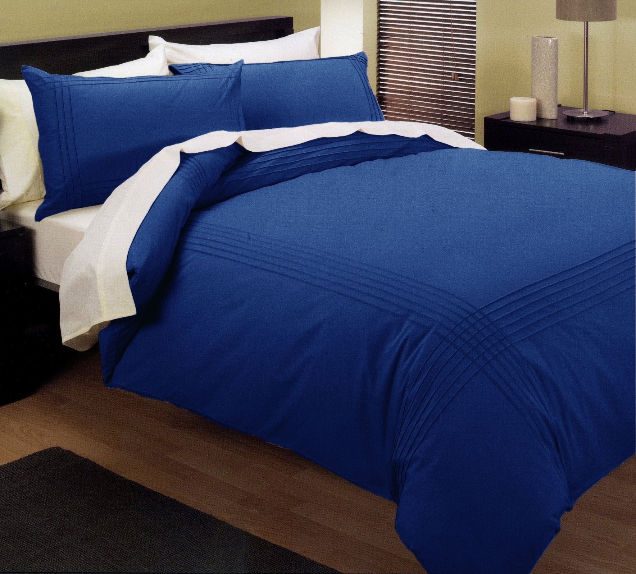 Pintuck Quilt Cover Set Blue Queen - Home & Garden > Bedding - Bedzy Australia