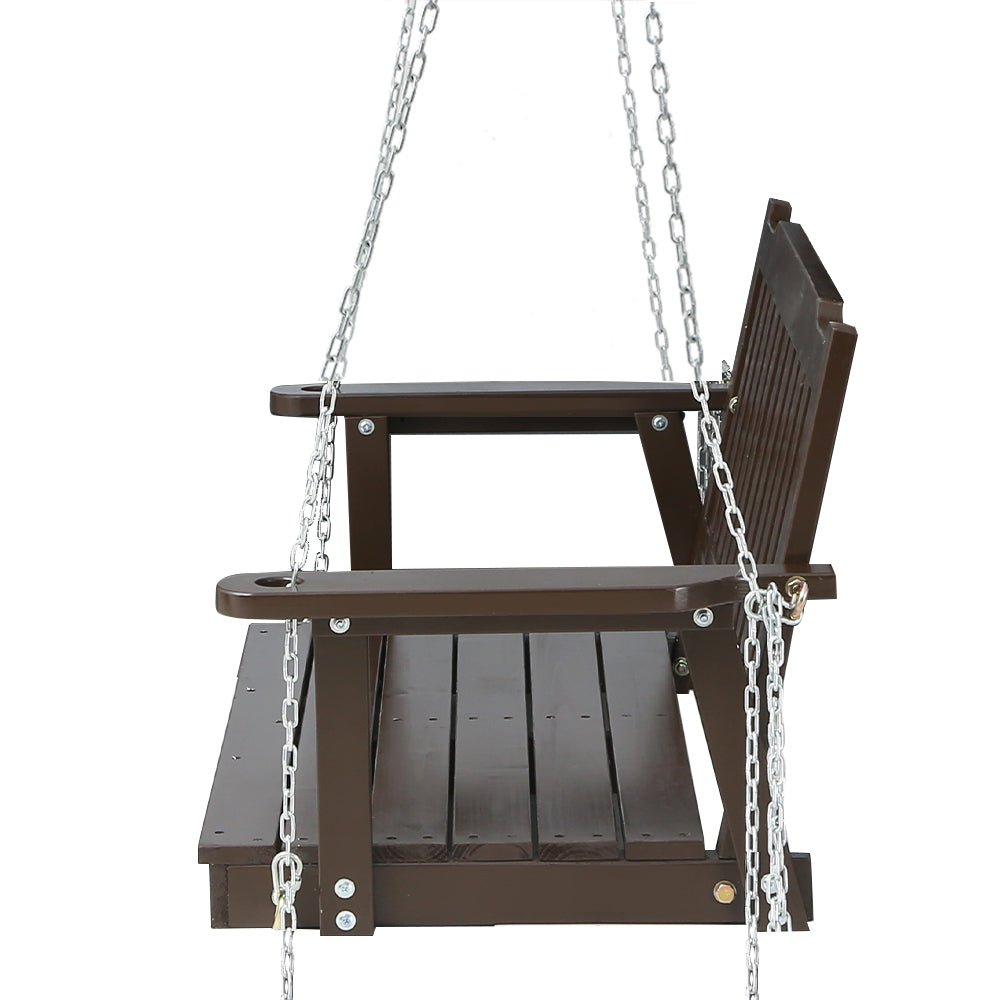 Porch Swing Chair with Chain Garden Bench Outdoor Furniture Wooden Brown - Furniture > Outdoor - Bedzy Australia