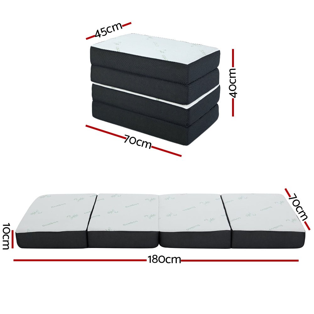 Portable Mattress Folding Foldable Foam Floor Bed Tri Fold 180cm - Bedzy Australia