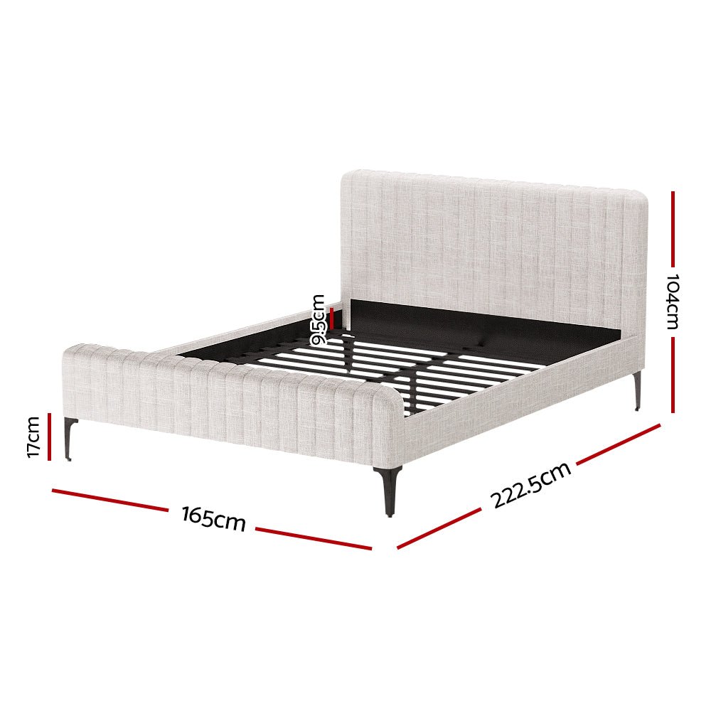 Queen Package | Burleigh Bed Frame Beige & Bonita Pillow Top Mattress (Medium Firm) - Baby & Kids > Kid's Furniture > Kid's Beds & Bed Frames - Bedzy Australia