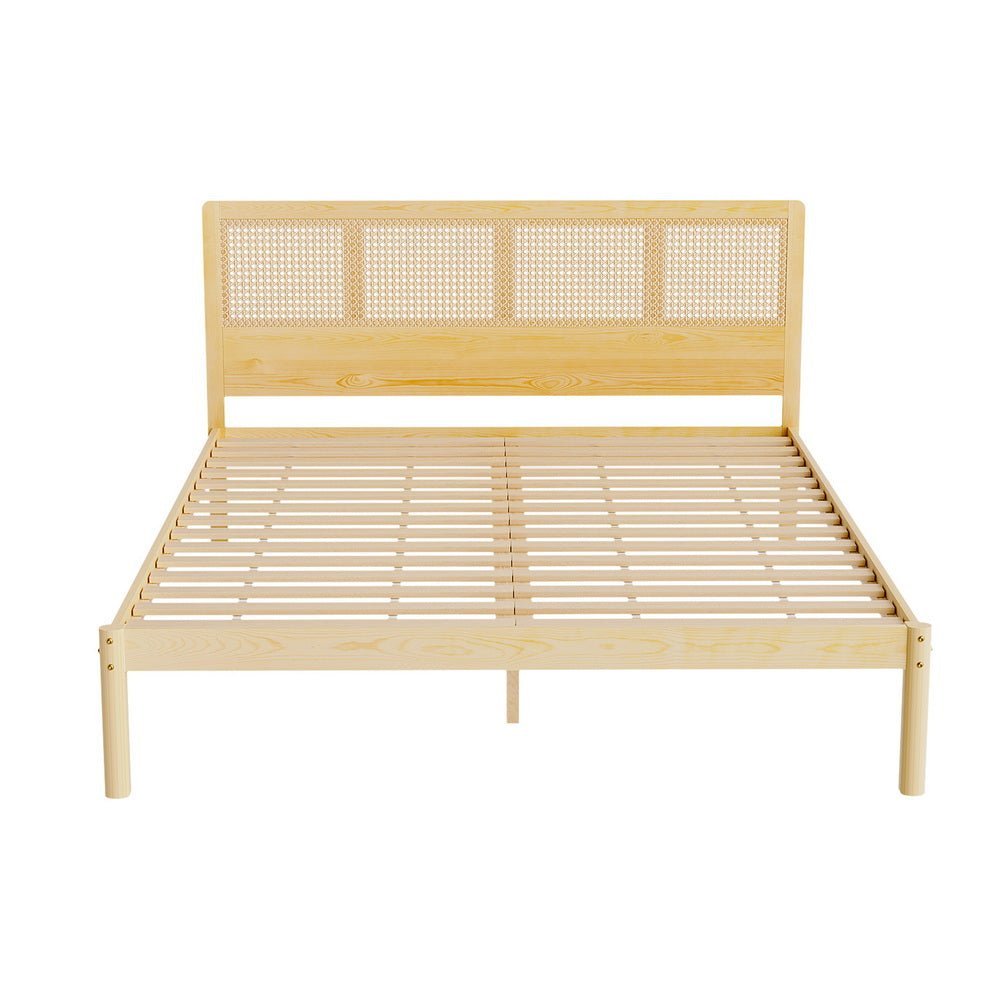 Queen Package | Rita Rattan Wooden Bed Frame Pine & Bonita Euro Top Mattress (Medium Firm) - Baby & Kids > Kid's Furniture > Kid's Beds & Bed Frames - Bedzy Australia