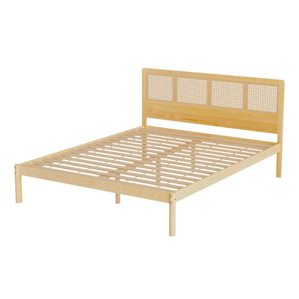 Queen Package | Rita Rattan Wooden Bed Frame Pine & Bonita Euro Top Mattress (Medium Firm) - Baby & Kids > Kid's Furniture > Kid's Beds & Bed Frames - Bedzy Australia