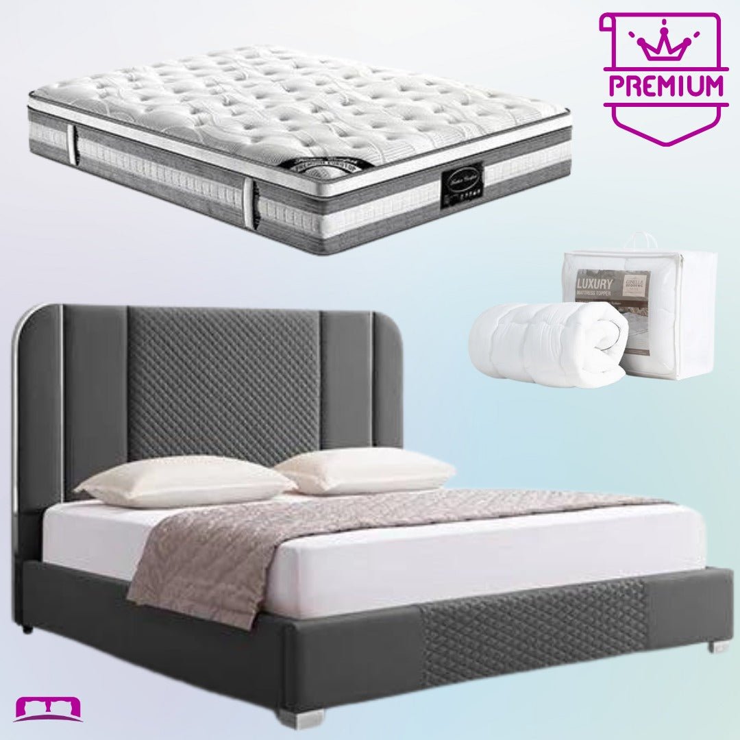 Halcyon Queen Bed Frame & Eurotop Mattress | Bedzy Luxe Collection