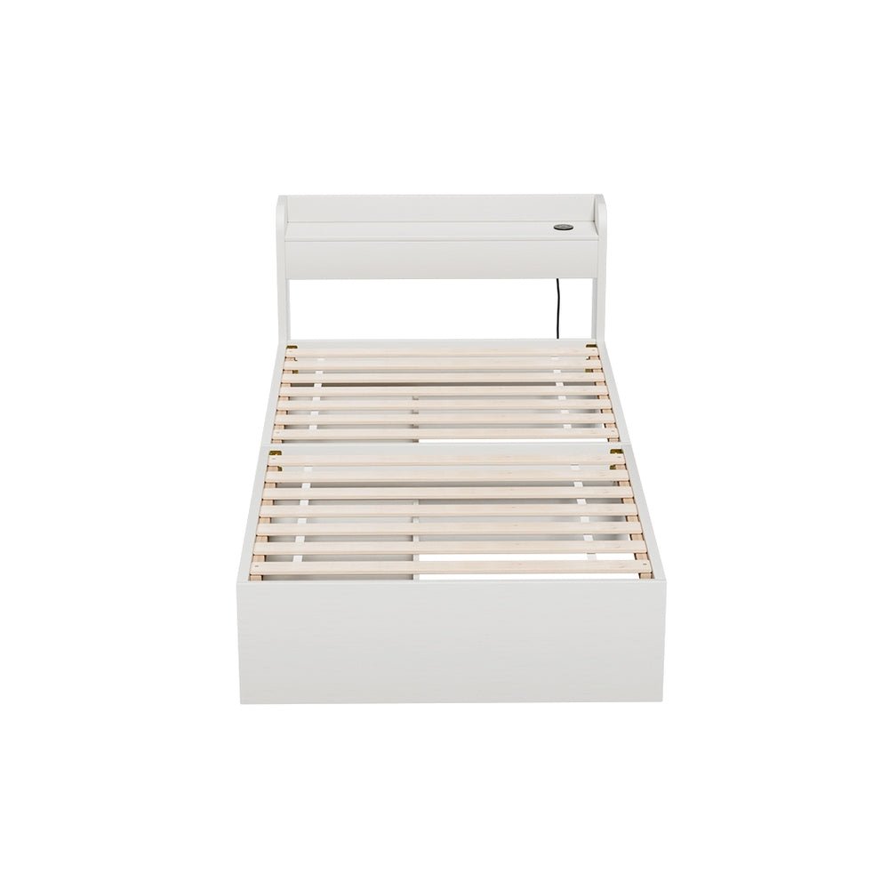 Single Package | Aura Bed Frame With 2 Storage Drawers White & Bonita Pillow Top Mattress (Medium Firm) - Baby & Kids > Kid's Furniture > Kid's Beds & Bed Frames - Bedzy Australia