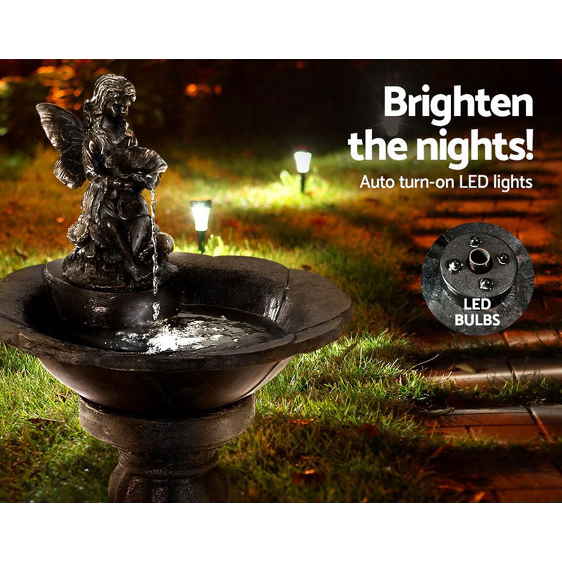Solar Water Feature with LED Lights Angel 94cm - Home & Garden > Fountains - Bedzy Australia