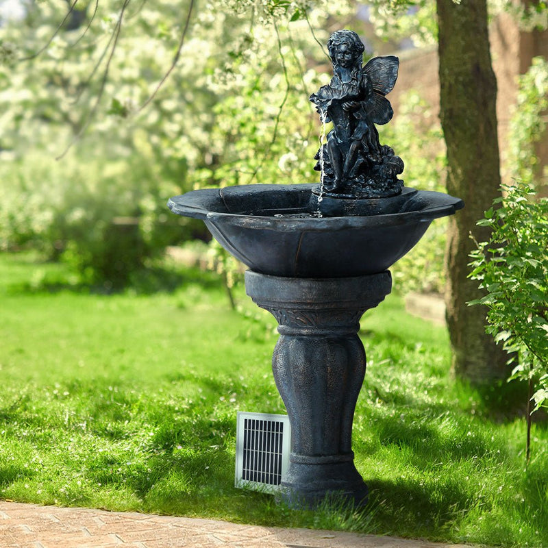 Solar Water Feature with LED Lights Angel 94cm - Home & Garden > Fountains - Bedzy Australia