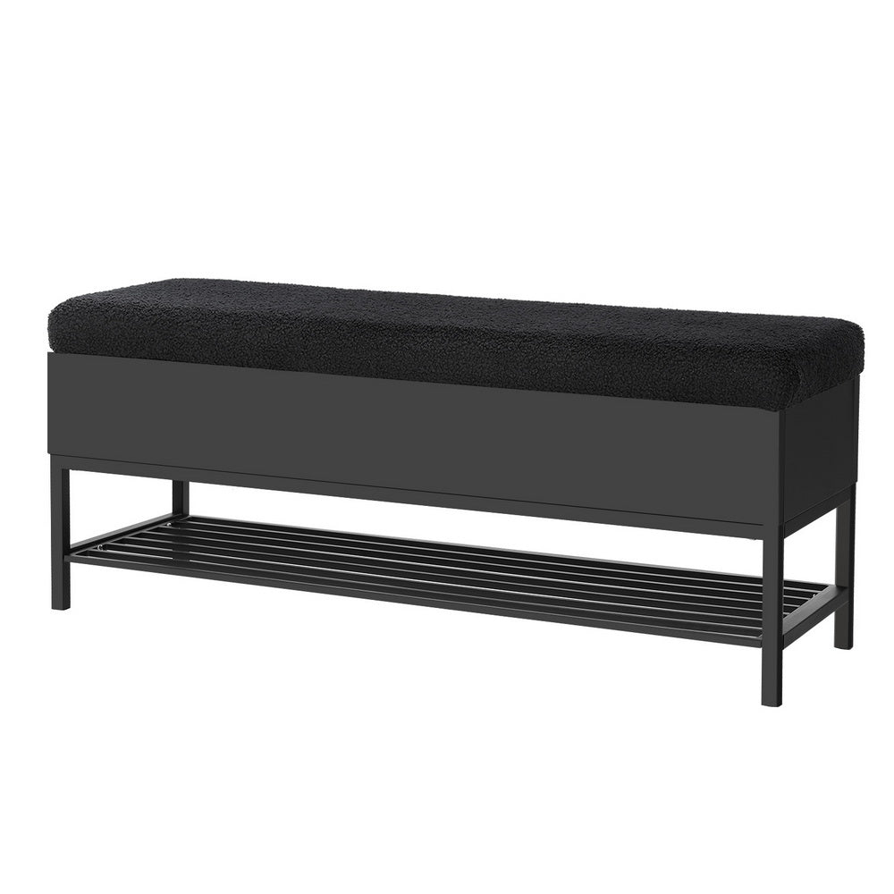 Storage Ottoman Blanket Box 110cm Boucle Shelf - Furniture > Living Room - Bedzy Australia