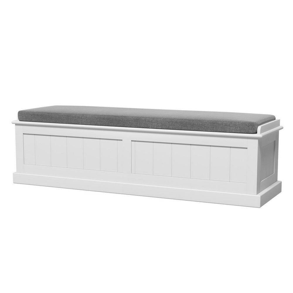 Storage Ottoman Blanket Box 140cm Fluted Grey - Furniture > Living Room - Bedzy Australia