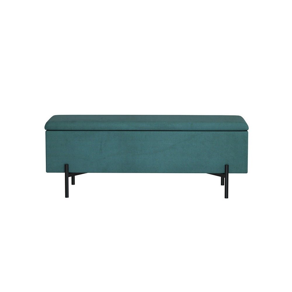 Storage Ottoman Blanket Box 140cm Velvet Green - Furniture > Living Room - Bedzy Australia