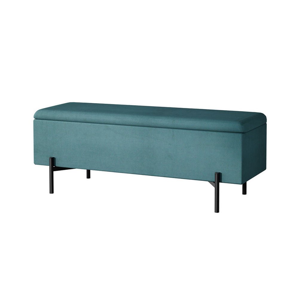 Storage Ottoman Blanket Box 140cm Velvet Green - Furniture > Living Room - Bedzy Australia