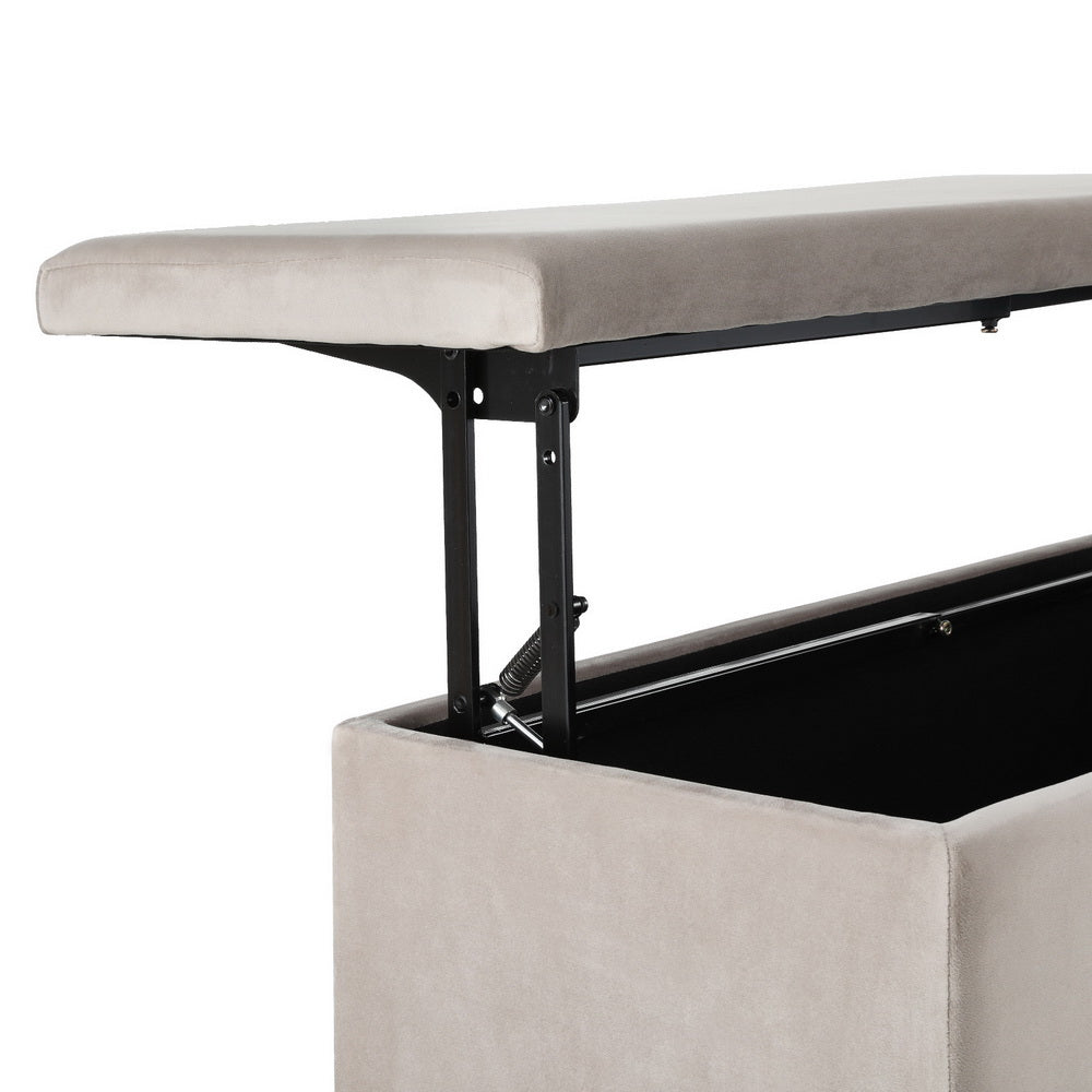 Storage Ottoman Blanket Box Table 97cm Velvet Taupe - Furniture > Living Room - Bedzy Australia