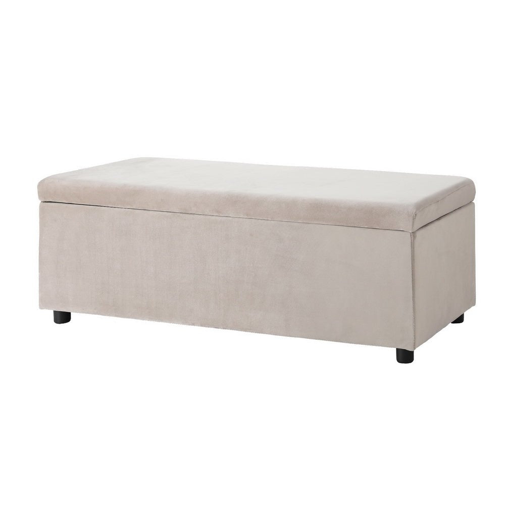 Storage Ottoman Blanket Box Table 97cm Velvet Taupe - Furniture > Living Room - Bedzy Australia