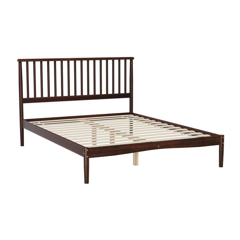 Vise Double Solid Pinewood Bed Frame Walnut - Furniture > Bedroom - Bedzy Australia