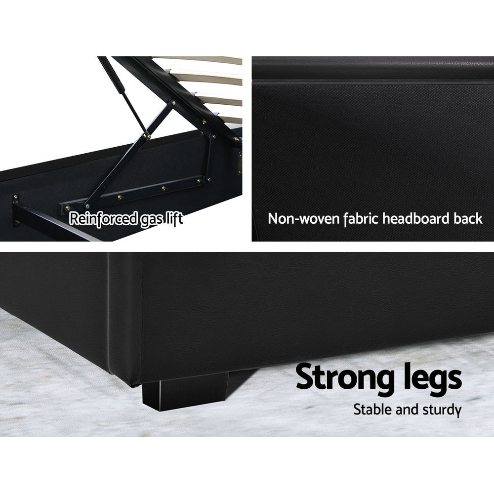 Wanda LED Storage Queen Bed Frame Black - Bedzy Australia