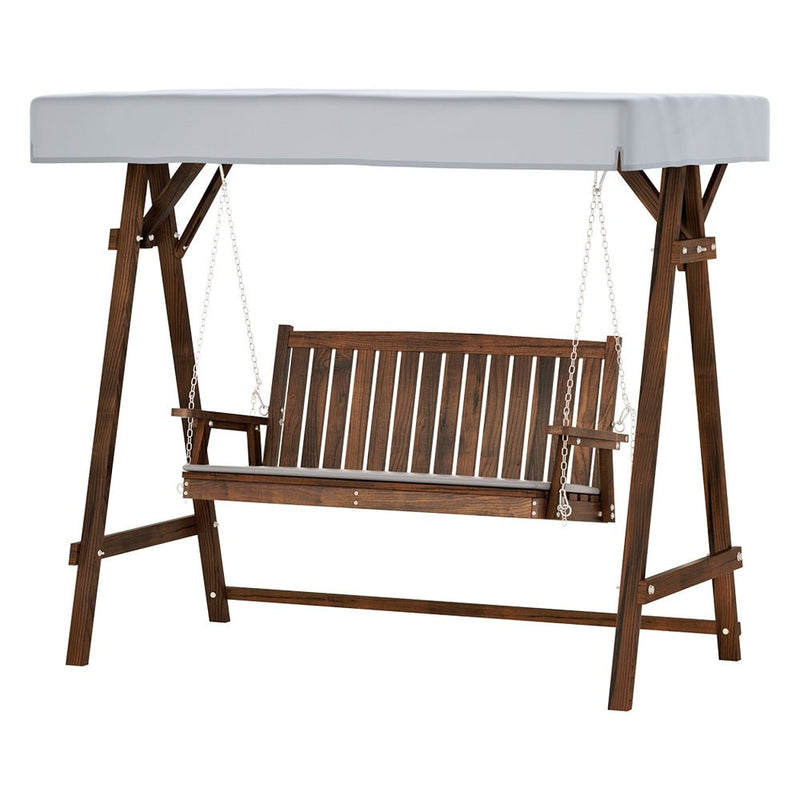 Wooden Swing Chair Garden Bench Canopy 3 Seater Outdoor Furniture - Furniture > Outdoor - Bedzy Australia