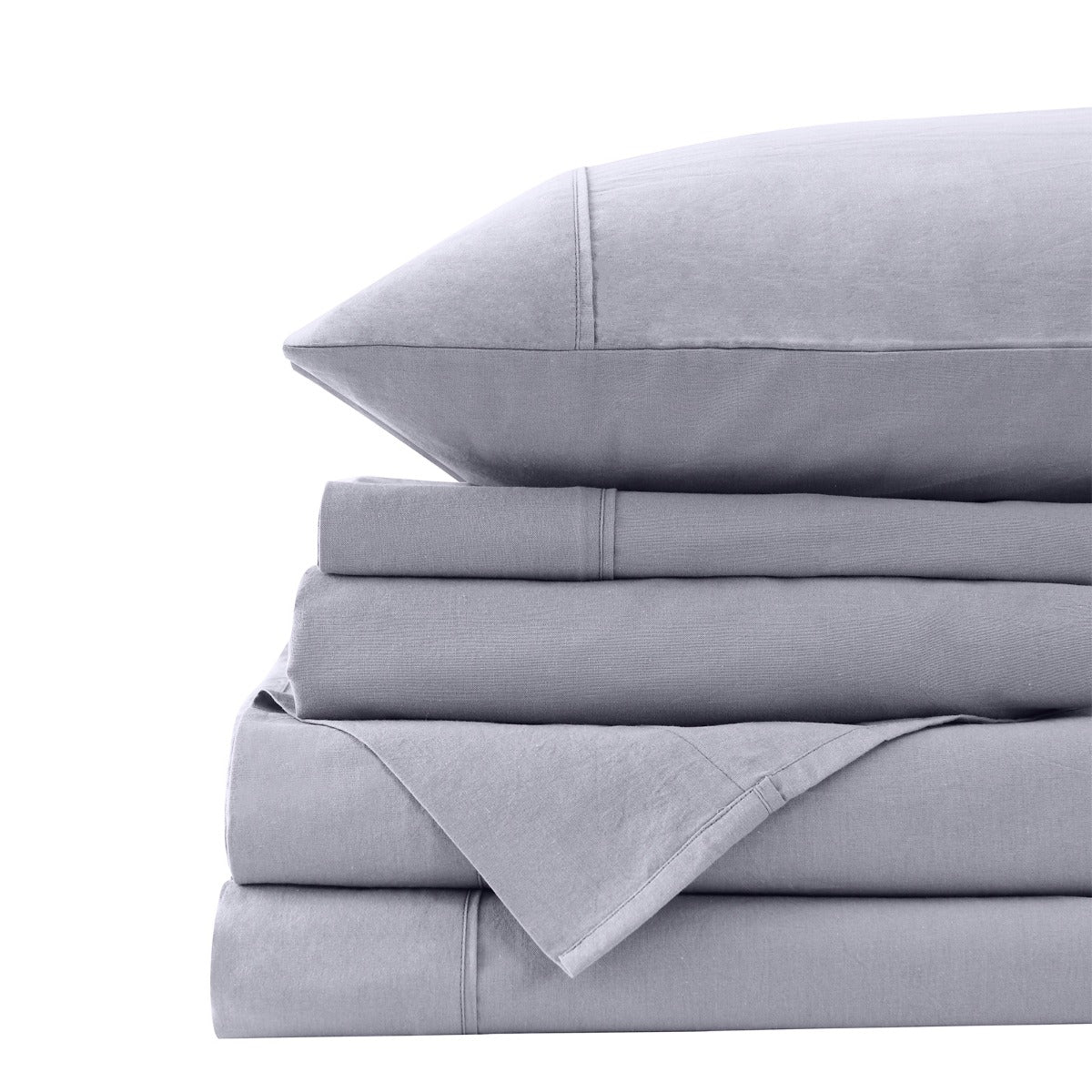 Royal Comfort Vintage Washed 100% Cotton Quilt Cover Set Bedding Ultra Soft Queen Grey - Bedzy Australia