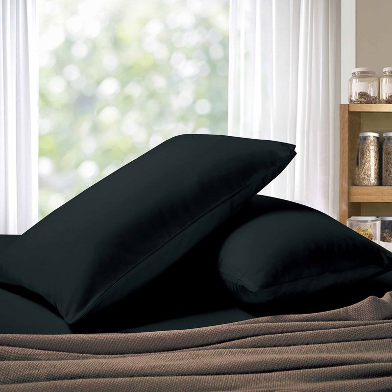 1000TC Premium Ultra Soft Standrad size Pillowcases 2-Pack - Black - Home & Garden > Bedding - Bedzy Australia