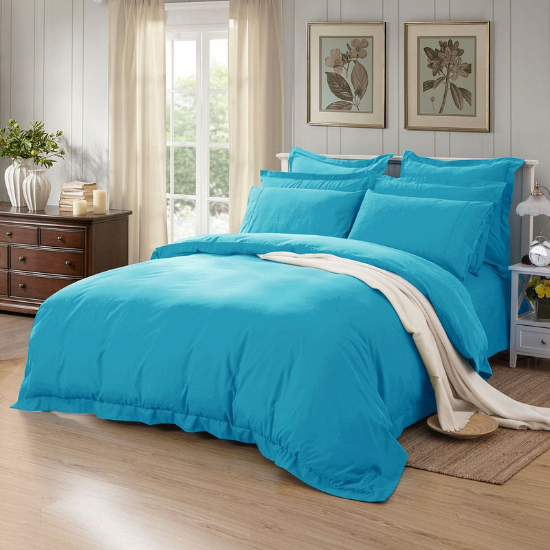 1000TC Tailored Double Size Light Blue Duvet Doona Quilt Cover Set - Home & Garden > Bedding - Bedzy Australia