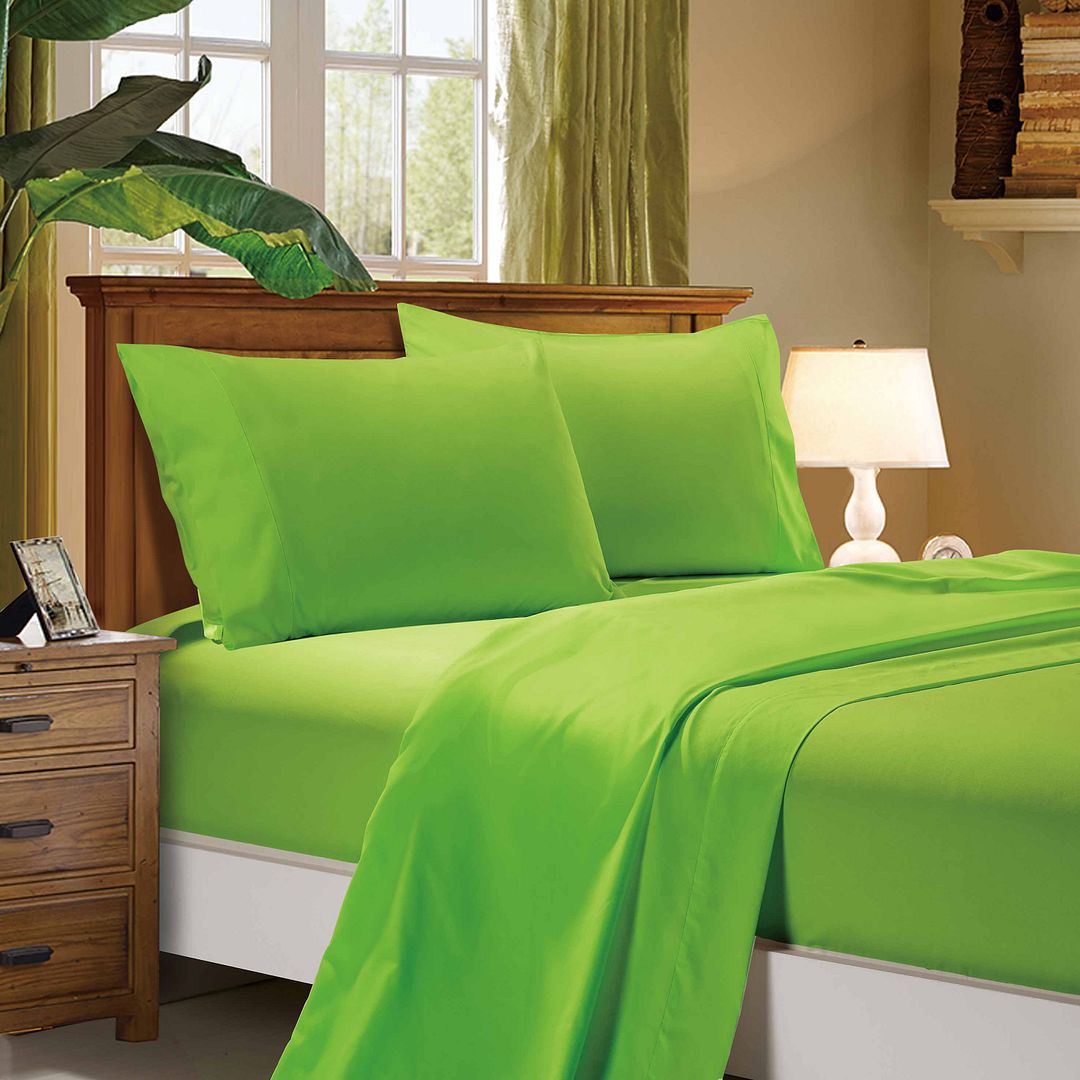 1000TC Ultra Soft King Single Size Bed Green Flat & Fitted Sheet Set - Home & Garden > Bedding - Bedzy Australia