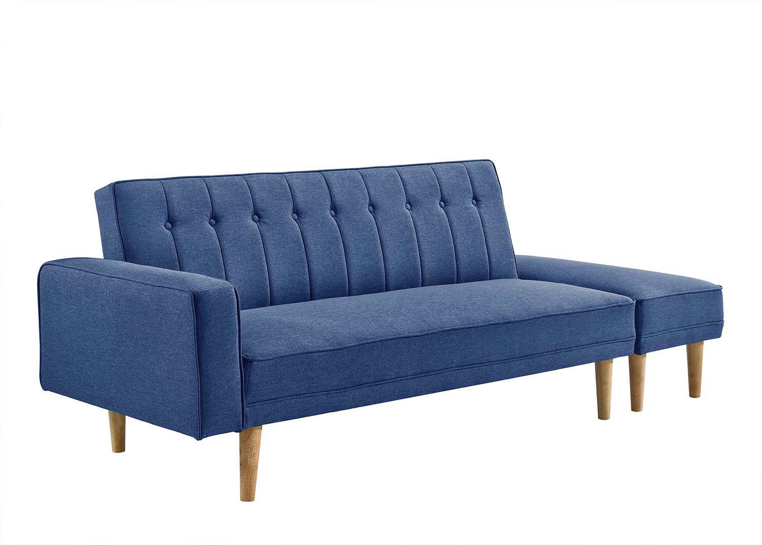 3 Seater Fabric Sofa Bed with Ottoman (Blue) - Bedzy Australia