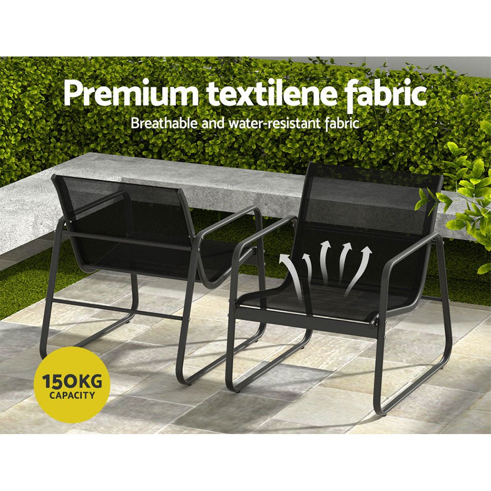 4 Piece Outdoor Patio Setting Black - Furniture > Outdoor - Bedzy Australia