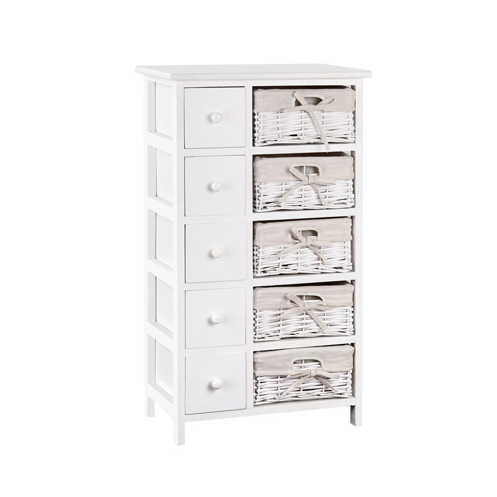 5 Basket Storage Drawers - White - Bedzy Australia