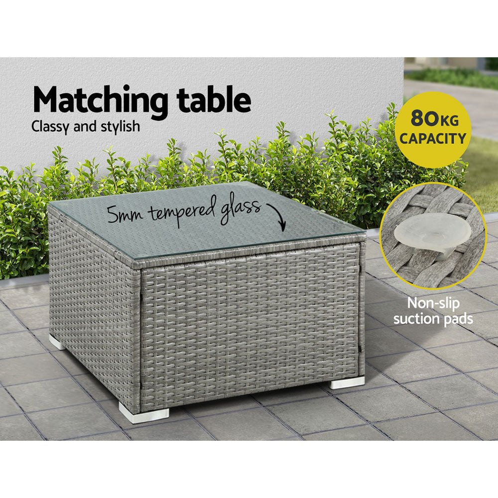 5 Piece Noosa Outdoor Wicker Sofa Set - Grey - Furniture > Outdoor - Bedzy Australia