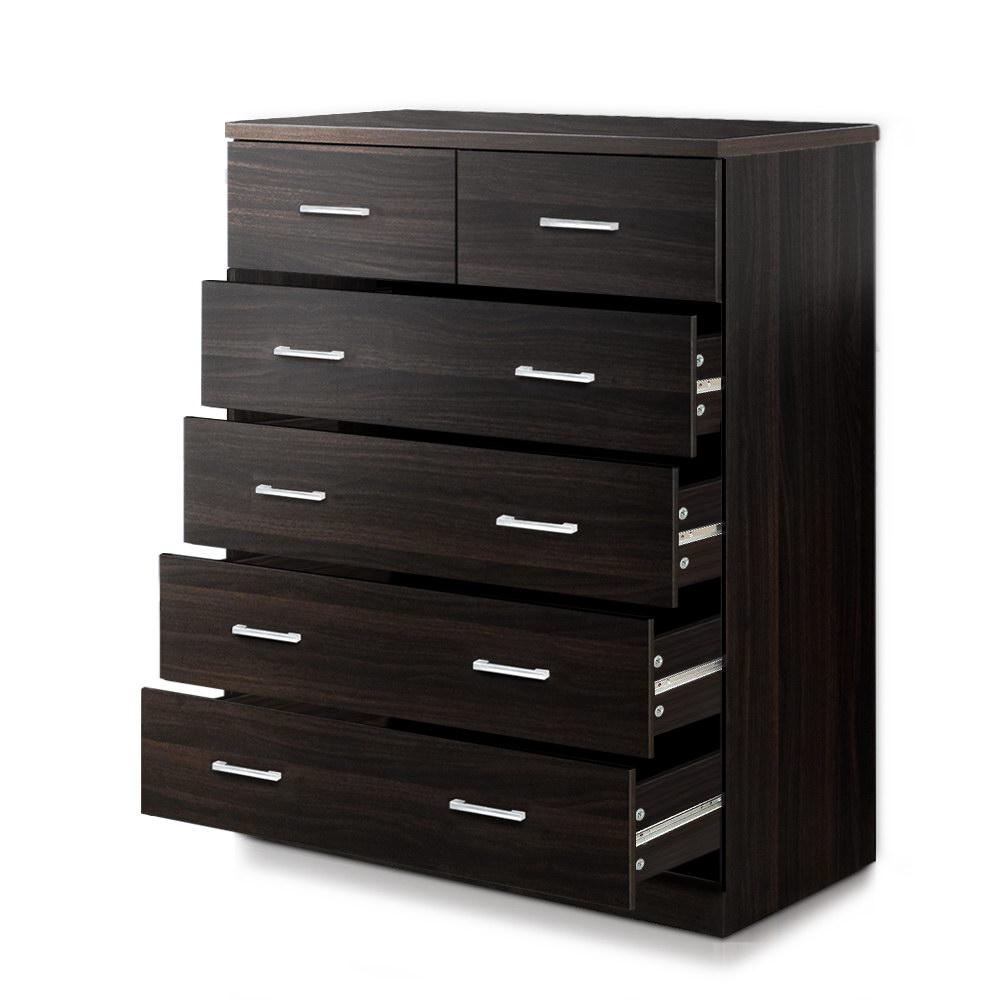 6 Drawer Tallboy Walnut - Bedzy Australia