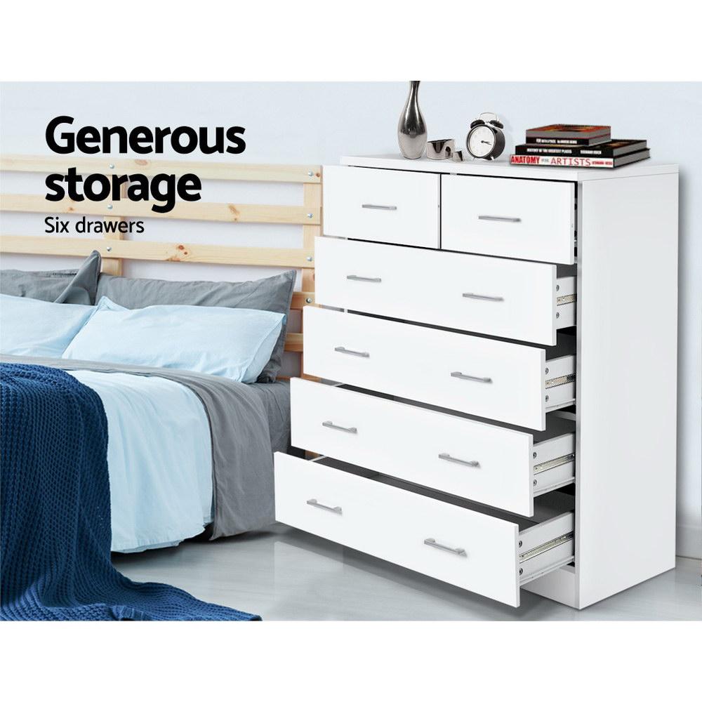 6 Drawer Tallboy White - Bedzy Australia